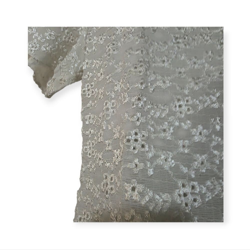 🦫 Orange U.S.A. White Vintage Eyelet Lace Semi-sheer Blouse Short Sleeve 2XL - Picture 4 of 5
